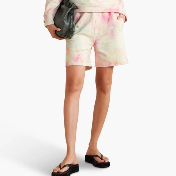 EYWASOULS MALIBU Pants - Frayed tie-dyed cotton-jersey shorts
